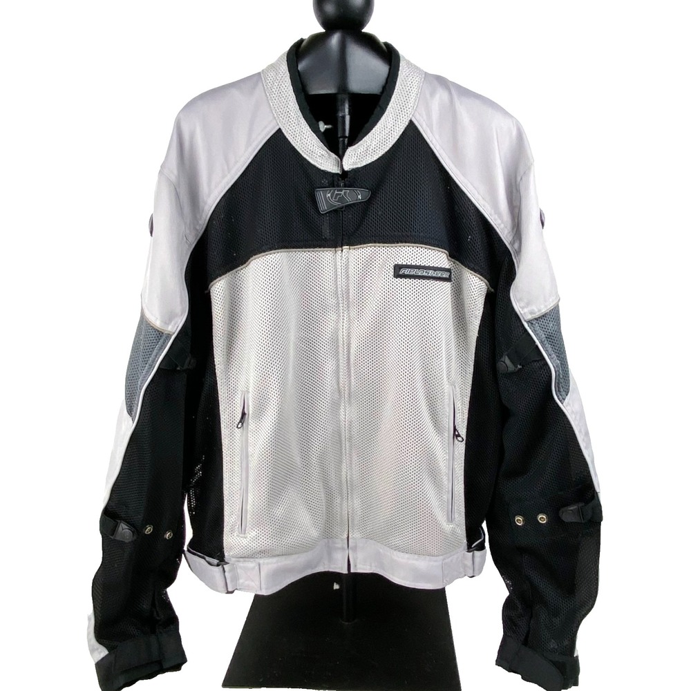 Fieldsheer Armored Motorcycle Riding Jacket Mens XL Padded Gray Black Adjustable